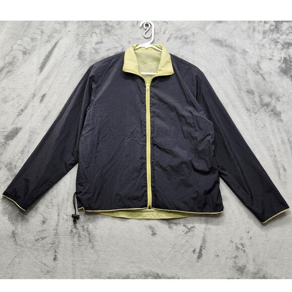 Vintage 90s Nike Jacket Womens S Black Green Reversible Full Zip Windbreaker - Picture 1 of 16